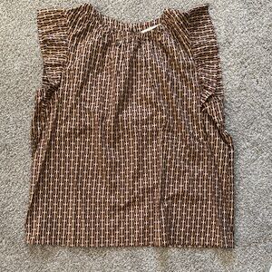 LOFT Brown Patterned Sleeveless  Blouse